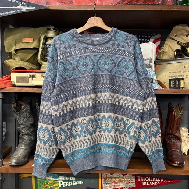 90s JPN 페어아일 지오매트릭 자카드 패턴니트