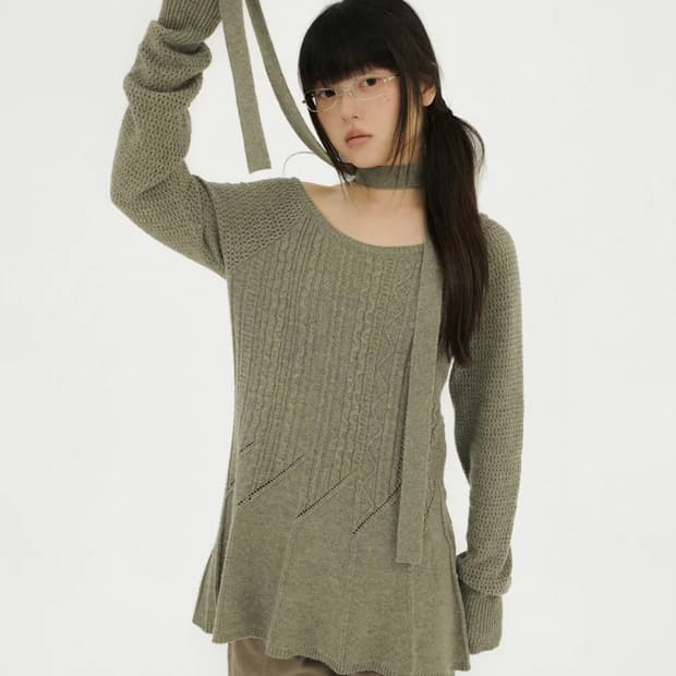 새상품) 미레코 cable reco knit ops 그레이