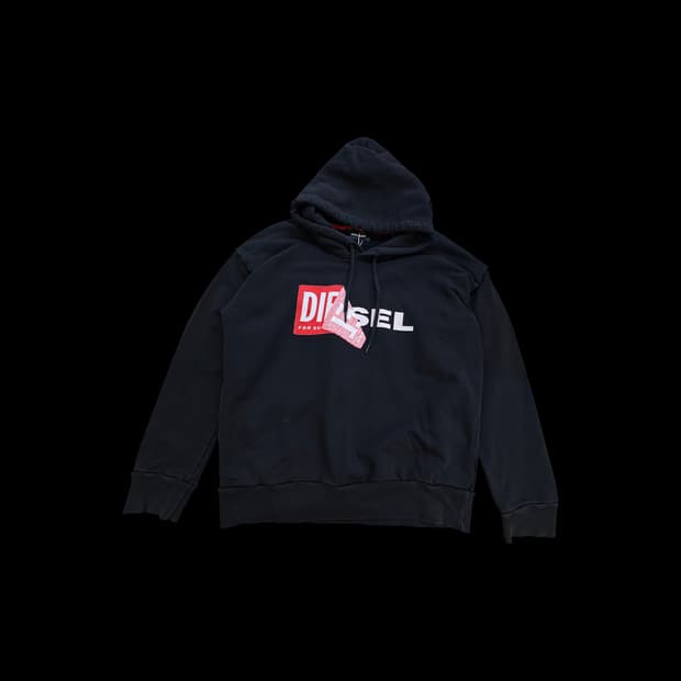 디젤 로고 프린트 후디 스웻셔츠