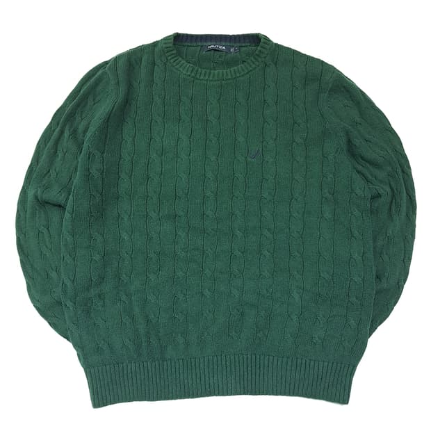 CL267 M 노티카 00s 코튼 케이블 그린 니트 스웨터