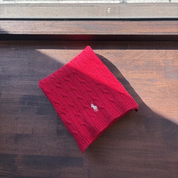 15802 - 폴로 랄프로렌 레드 케이블 머플러 (울 20%)