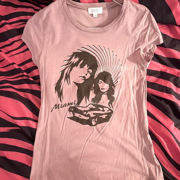 히글깔 갸루 빈티지 핑크 반팔