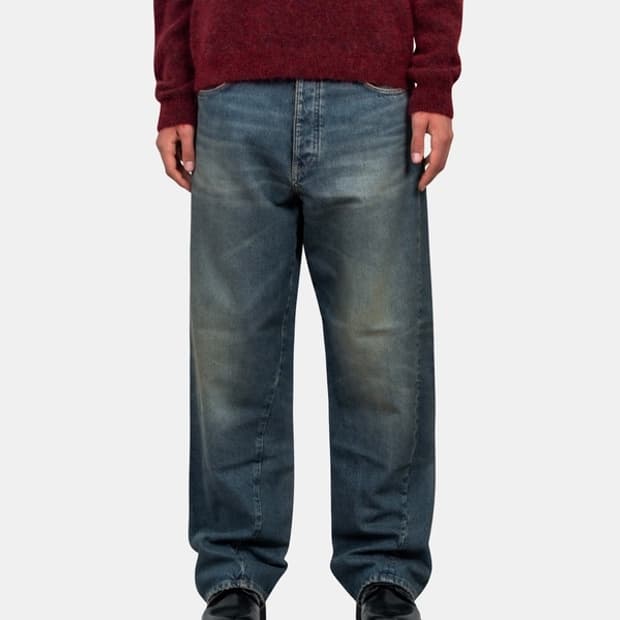 선플라워 와이드 트위스트 블루 데님 팬츠