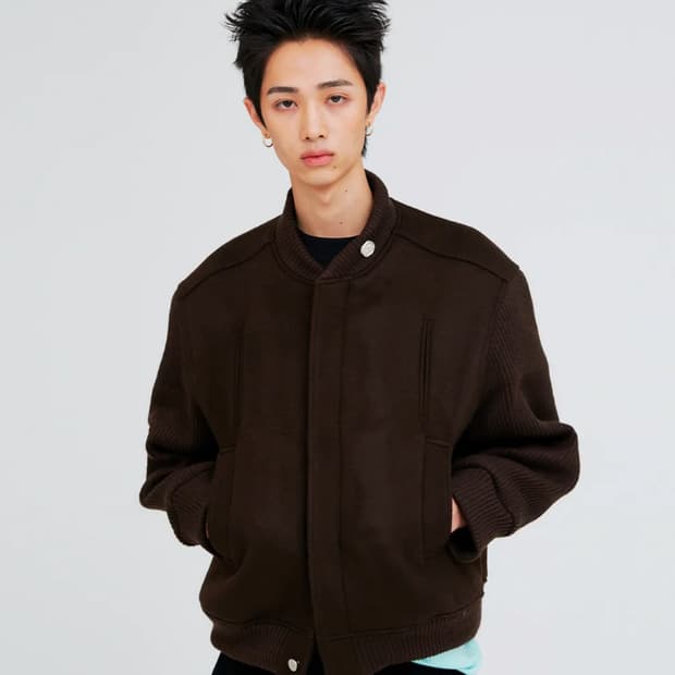 애니타임로릭 Tulip Varsity Jacket- Brown