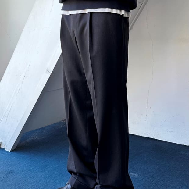 1 pleats light wool wide straight slacks