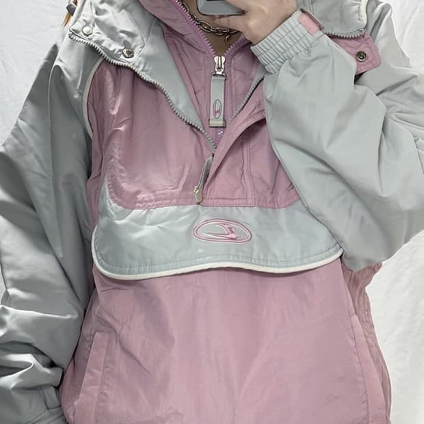(희귀) 빈티지 올드스쿨 핑크 아노락 약누빔 겨울 집업