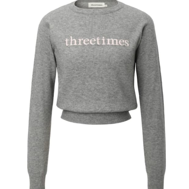 쓰리타임즈 로고 니트