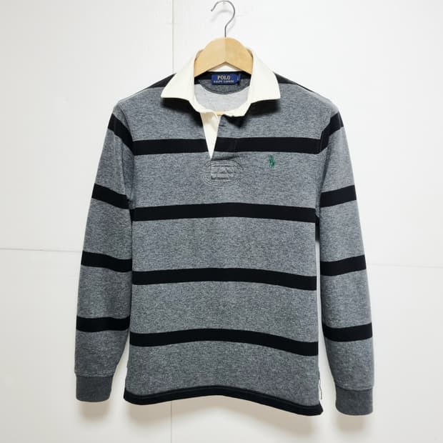 남성 레어 폴로 POLO 랄프로렌 기모 긴팔 럭비 셔츠 럭비 티