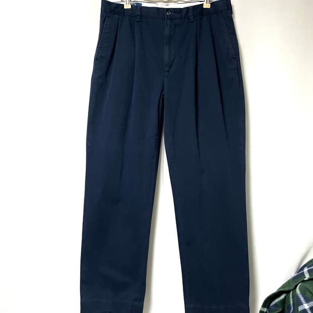 폴로랄프로렌 남성 와이드핏 투플리츠 클래식 치노팬츠 면바지 36 네이비