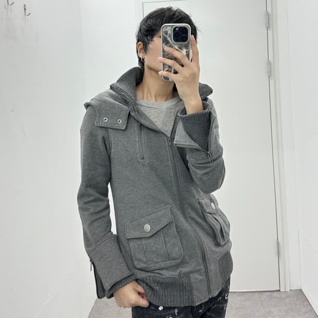 Colza vintage hooded knit zip up y2k