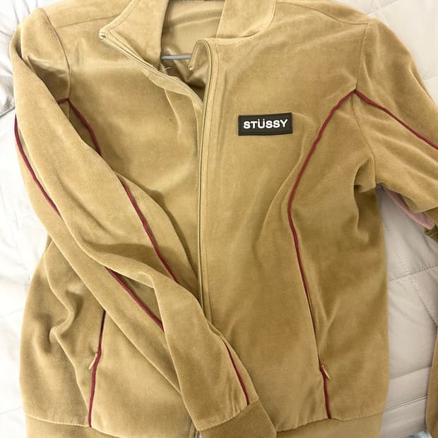 스투시 베이지 스웨이드 집업