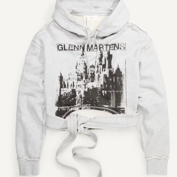 에이치엔엠 x 글렌 마틴스 타이 디테일 프린트 후디 xs