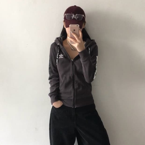 아디다스 사이드 프린팅 후드집업