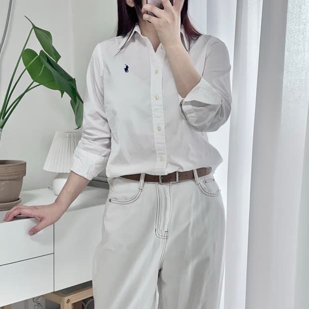 [정품] 폴로 화이트 / 네이비포니 셔츠 [ 0 ]