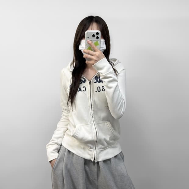 홀리스터 아치 로고 후드집업 화이트