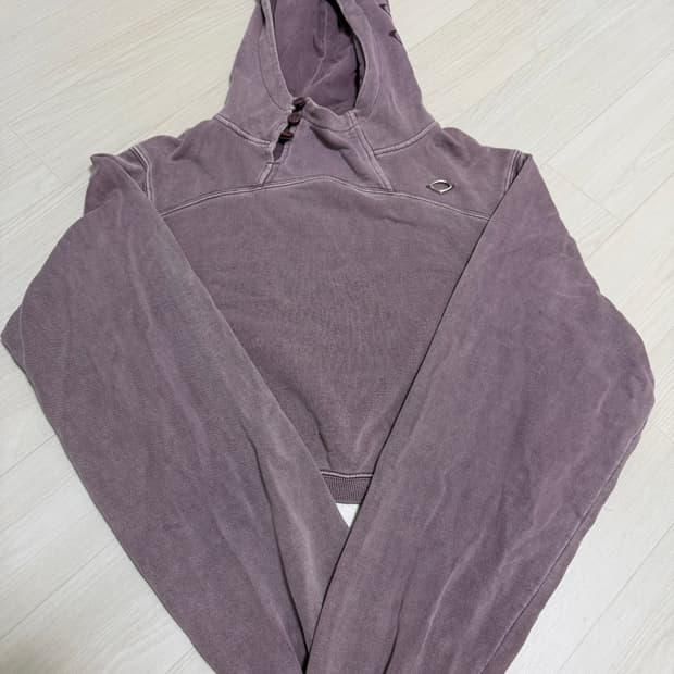 미스치프 사이드 버튼 업 크롭 후드 워시드 레드 브라운