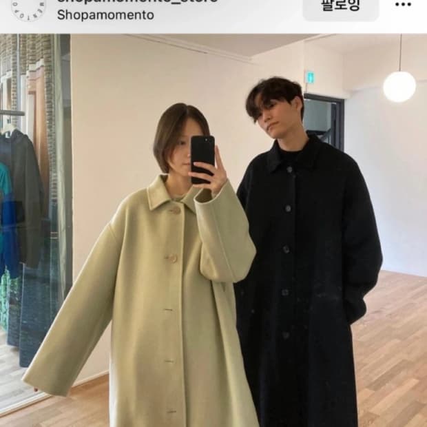 아모멘토 핸드메이드 롱 코트 올리브