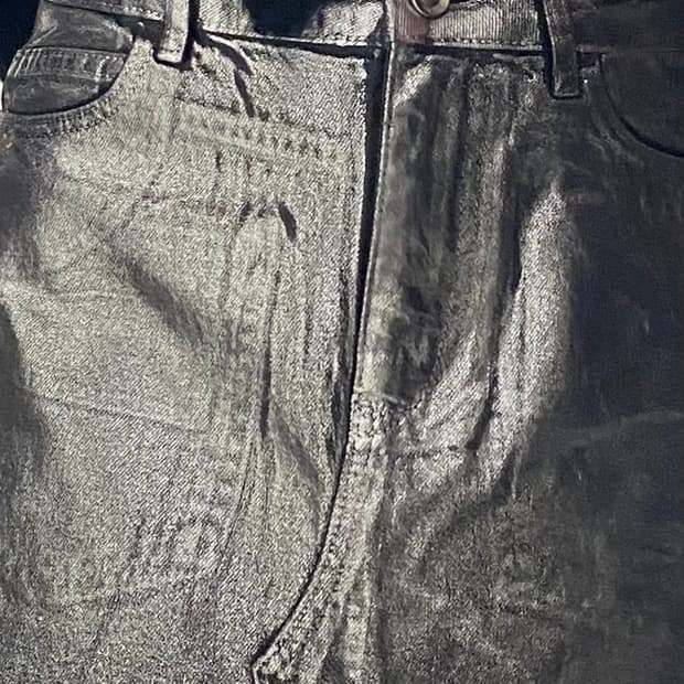 Silver glitter skirt 트임 롱스커트