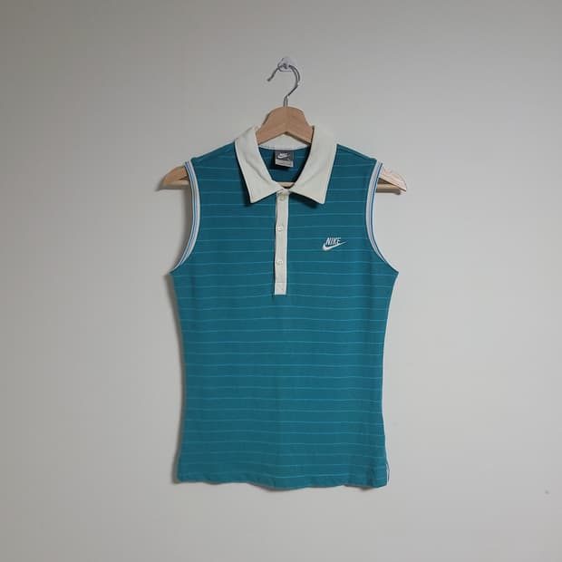 (L) NIKE 나이키 민소매 카라티 블루 스트라이프 올드스쿨