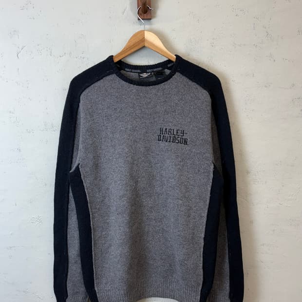 할리데이비슨 빈티지 그레이 블랙 투톤 니트