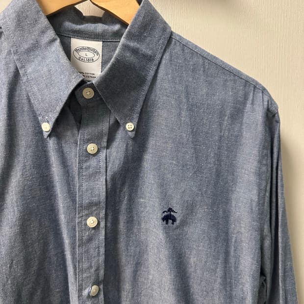 브룩스브라더스 블루 데님 소재 셔츠[L]