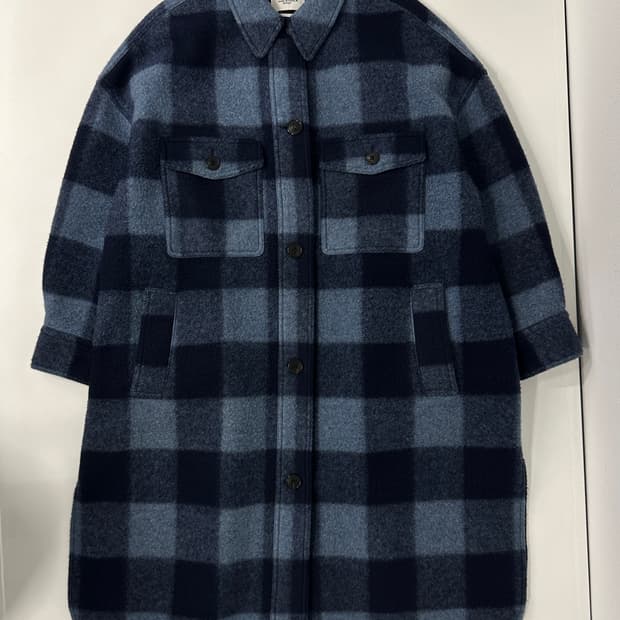 이자벨마랑 에뜨왈 블루 폰티지 체크 펠트 코트