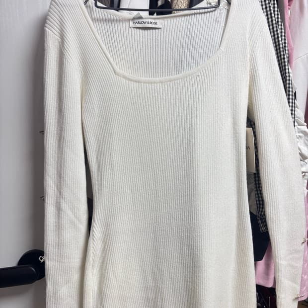 미국 빈티지 아이보리 니트 미시룩 딱붙 롱원피스