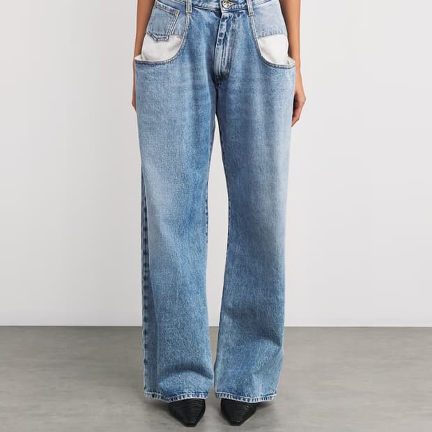 (42) 마르지엘라  콘트라스트 포켓 와이드 데님 진 팬츠