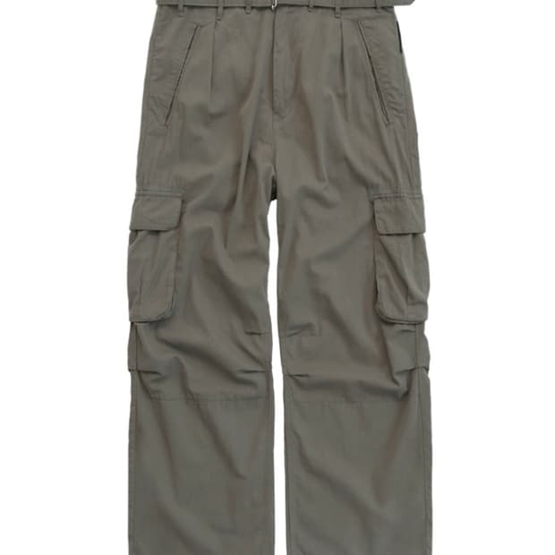 [2]폴리테루 벨티드 카고 팬츠 올리브 그레이