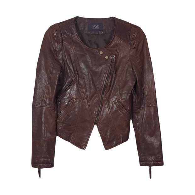 라이언 퍼플라벨 이태리 램스킨 노카라 레더 자켓