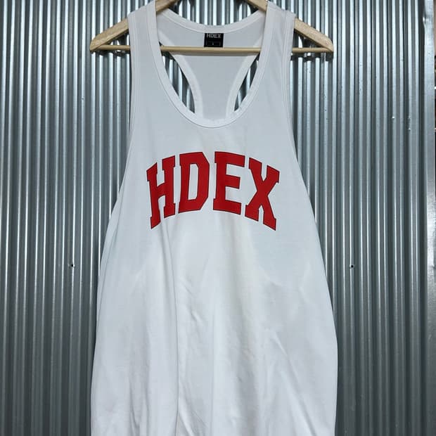 [L] HDEX 레터링 레이서백 탱크탑 화이트 나시