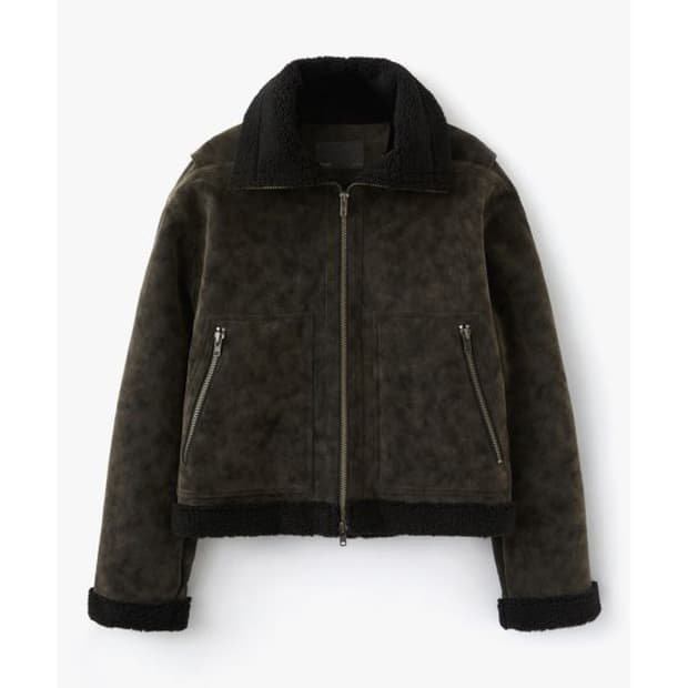 르마드 스웨이드 하이넥 무스탕