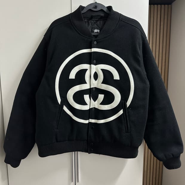 스투시 블랙 바시티 자켓 XL
