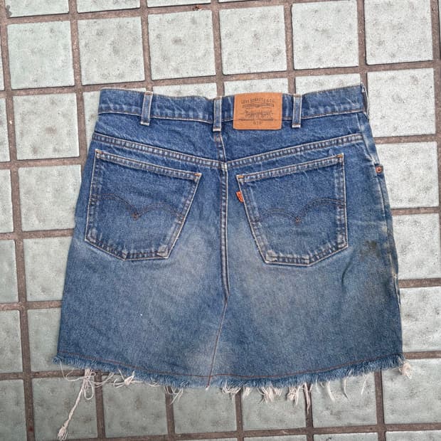 리바이스 619 오렌지탭 데님 스커트 32