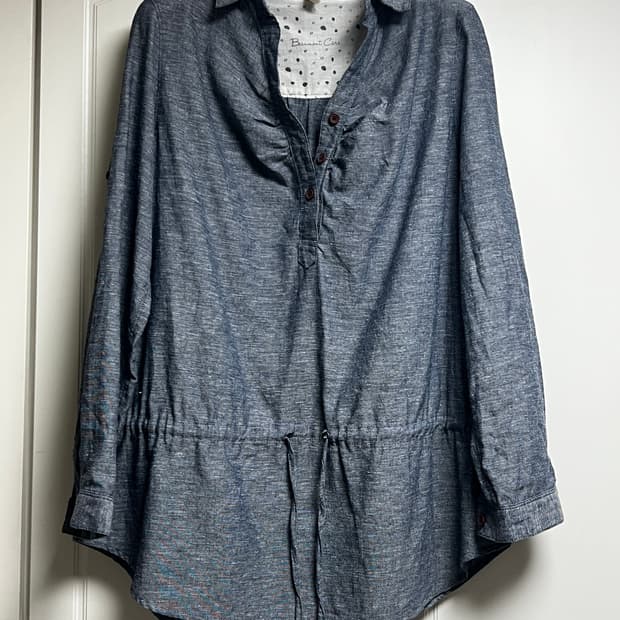 데님 허리스트링 셔츠 블라우스