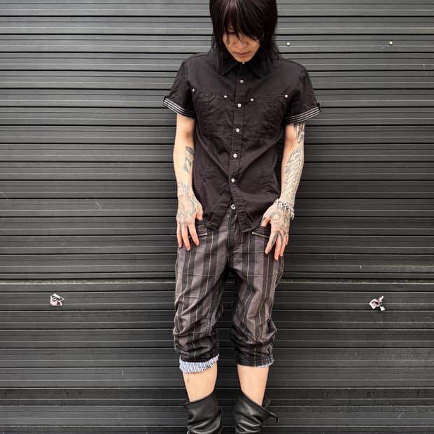 Check Cropped Zip Pants