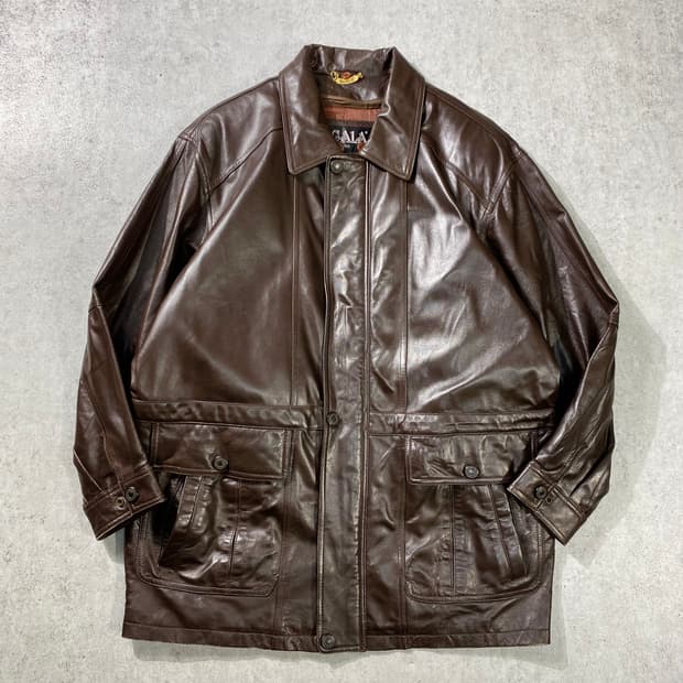 [105] 90s SCALA Paris 브라운 양가죽 레더 코트