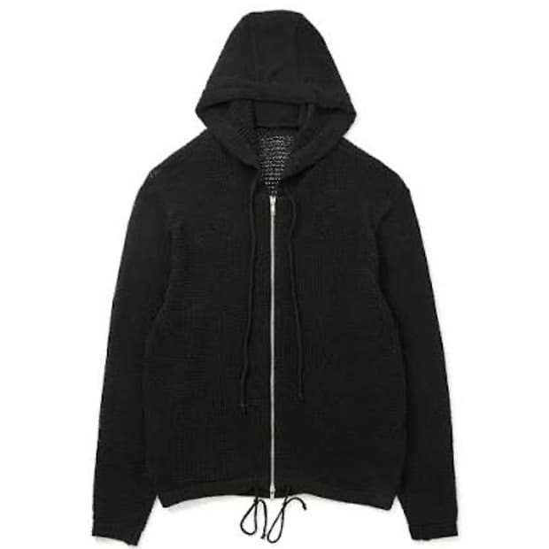 해칭룸 부클 니트 후드집업 블랙 3사이즈