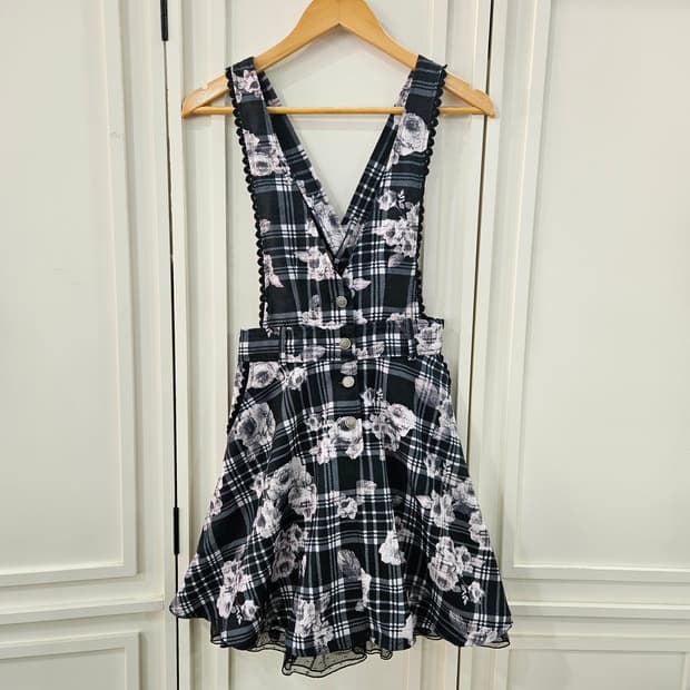 (엑시즈팜 포에티크) 체크 플라워 점퍼스커트 원피스