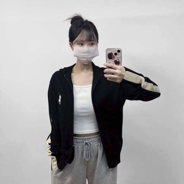 폴로 랄프로렌 빅 포니 니트 후드집업 블랙