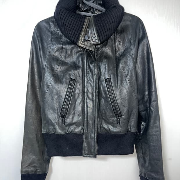 Vintage 터틀넥 투웨이 레더자켓