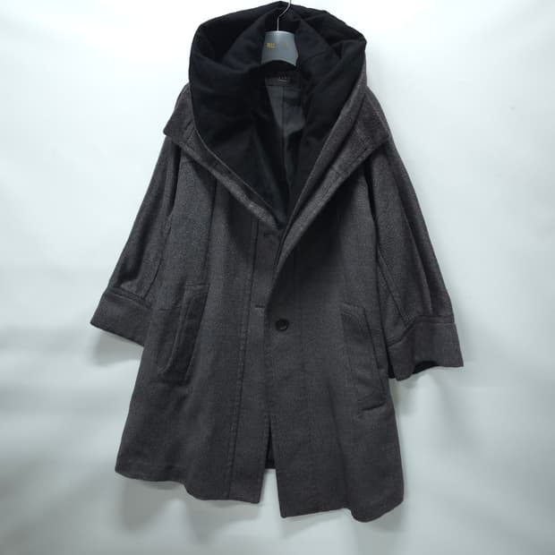 타임 여성 포스트모던 울,알파카 루즈핏 후드 코트