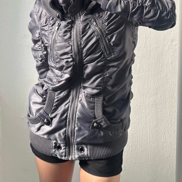 Shirring Detail High-neck Padded Jacket