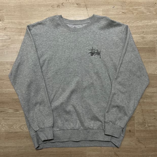 스투시 스탁 빅로고 맨투맨 크루넥 티셔츠 [그레이] 2XL/110ㅜ