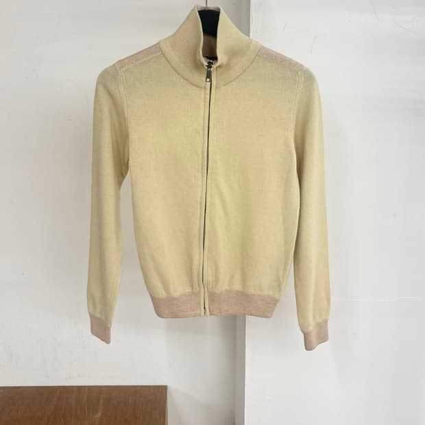 버버리 옐로우 울 캐시미어 니트 집업