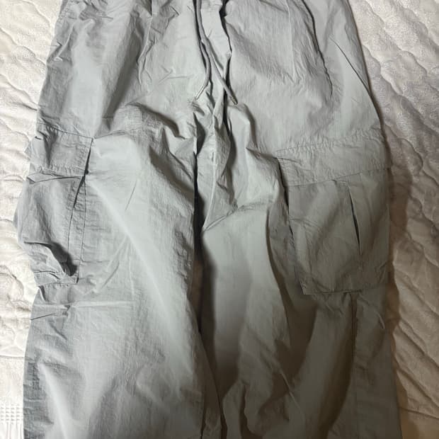 Nylon Cargo Wide Pants - Light Grey