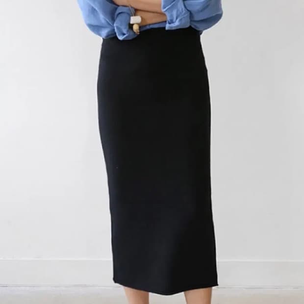 베지터블 니트 스커트 블랙