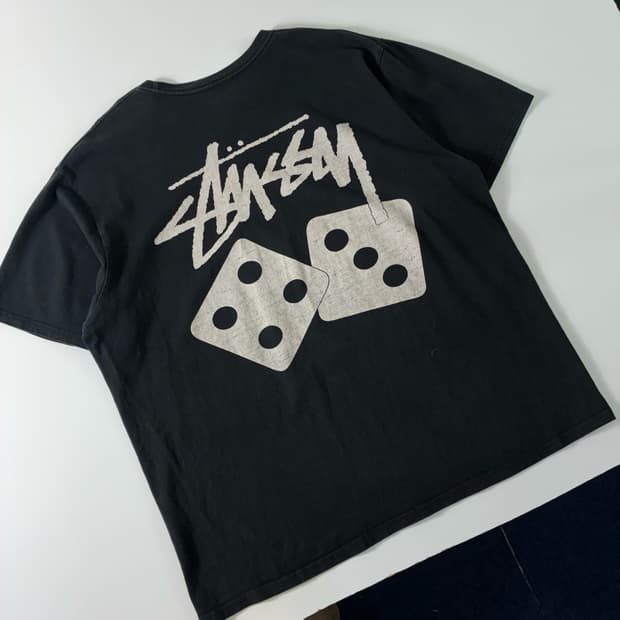 Stussy 스투시 다이스 피그먼트 다이드 블랙 반팔 티셔츠