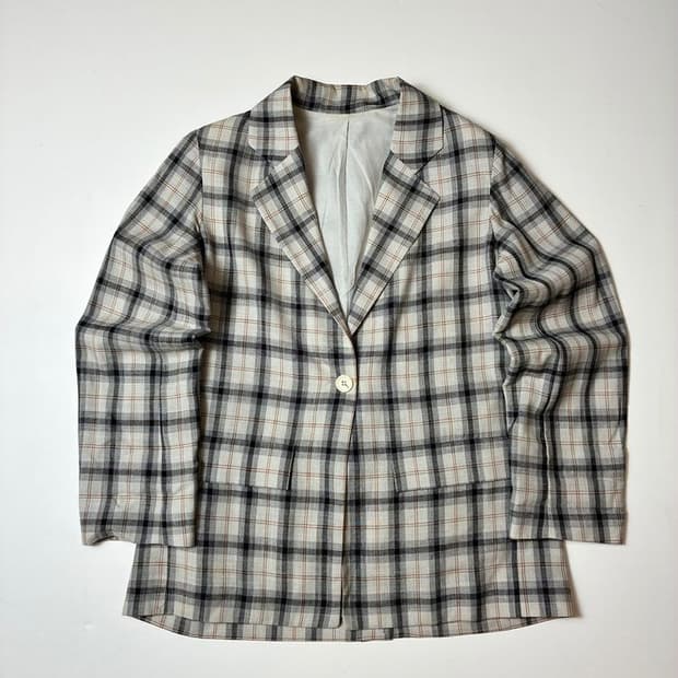 스튜디오 니콜슨 18ss 린넨 블렌드 체크 블레이저 PN8268