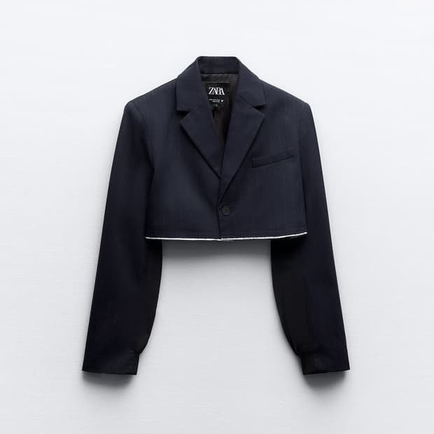ZARA 자라 스트라이프 크롭 봄버 블레이저 